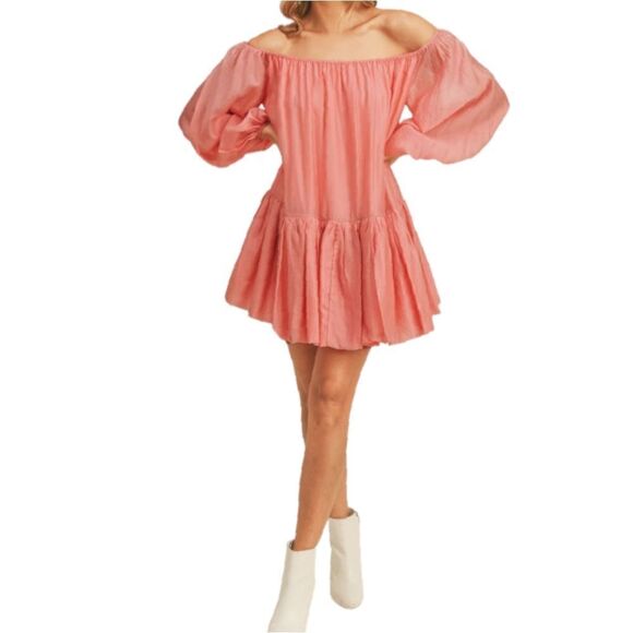 Mable Oaklynn Off the Shoulder Puffy Mini Dress Size Small - Picture 2 of 9